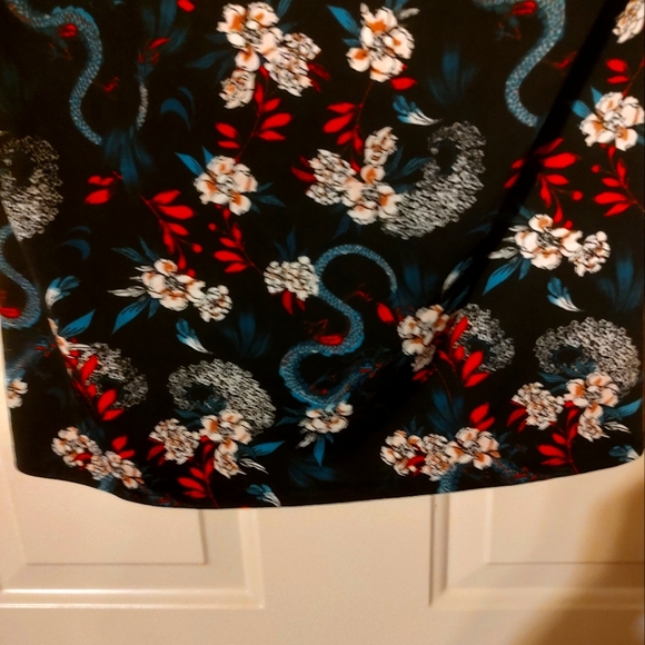 🍒 Exquisite Asian Inspired Floral Keyhole Mandarin Collar Dress Top - LJ - Picture 12 of 15